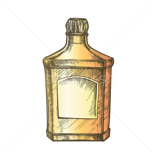 600x600 Color Square Classic Tequila Bottle With Cork Cap Vector Vector