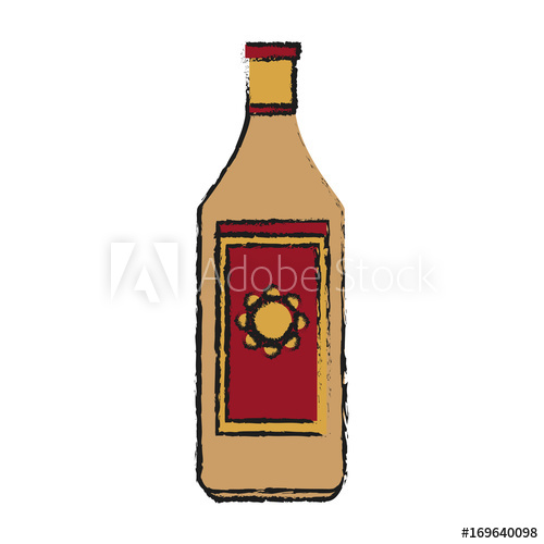 500x500 Colorful Tequila Bottle Doodle Over White Background Vector