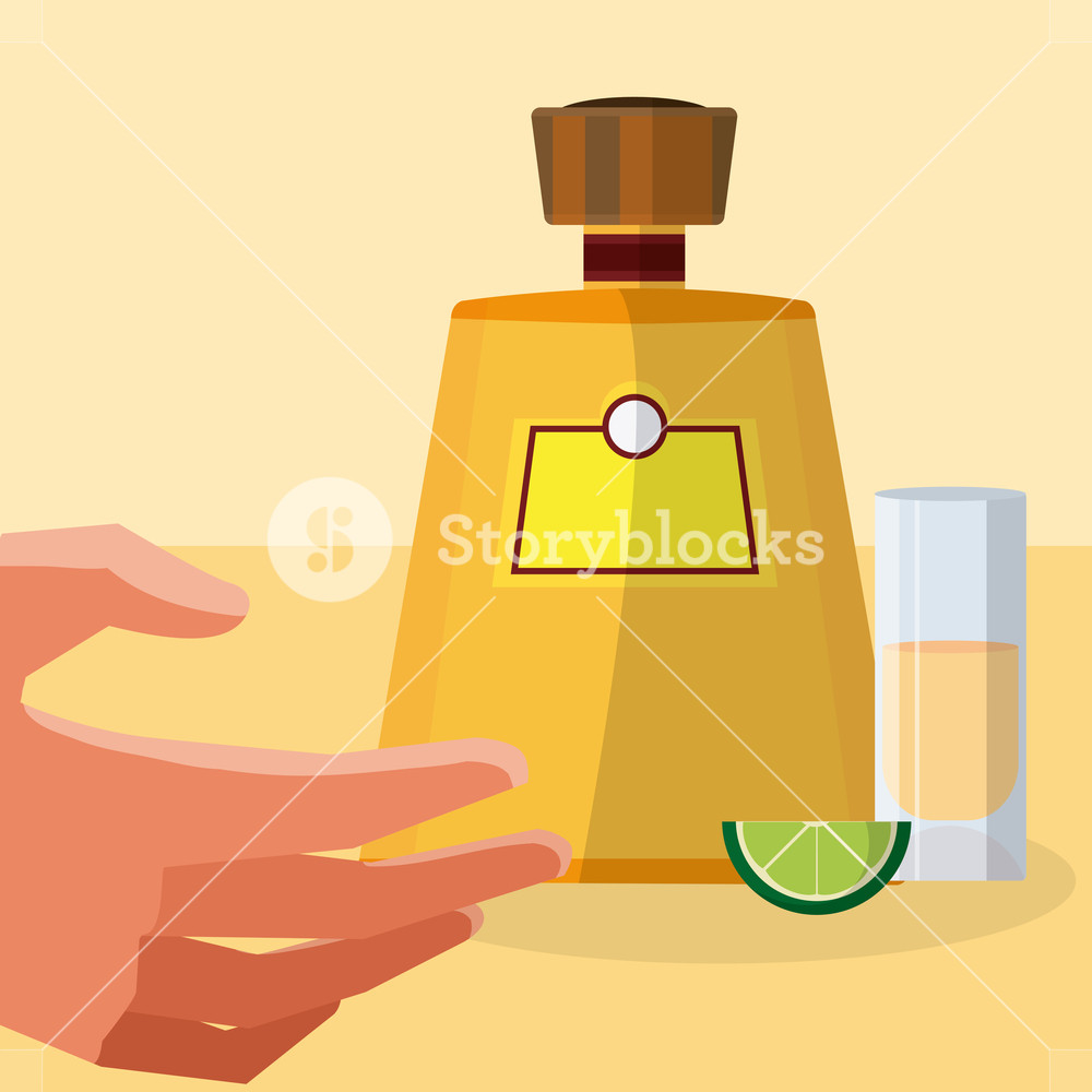 1000x1000 Hand Grabbing Tequila Shot Vector Illustration Graphic Design