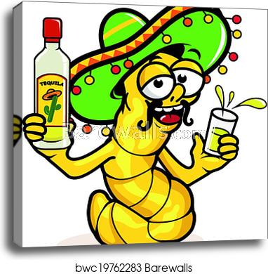 382x390 Drunk Tequila Worm Drinking A Bottle Of Tequila Vector