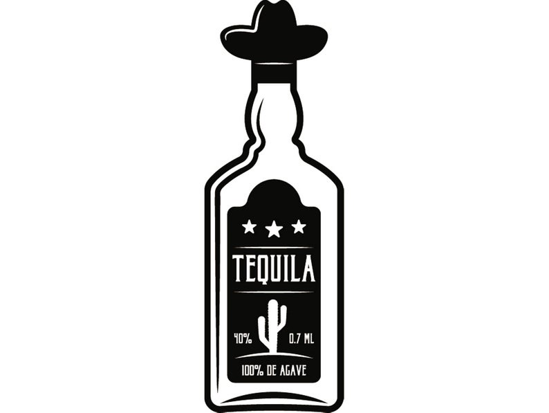 794x597 Tequila Bottle Sombrero Hat Felt Straw Cap Alcohol Cowboy Etsy