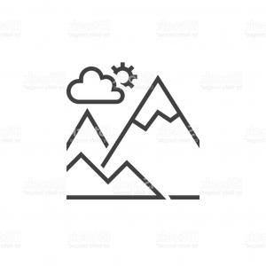 300x300 Mountain Line Icon Outline Terrain Vector Logo Linear Pictogram