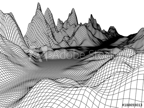 500x375 Abstract Mountains Range Mesh Background Terrain Vector Grid