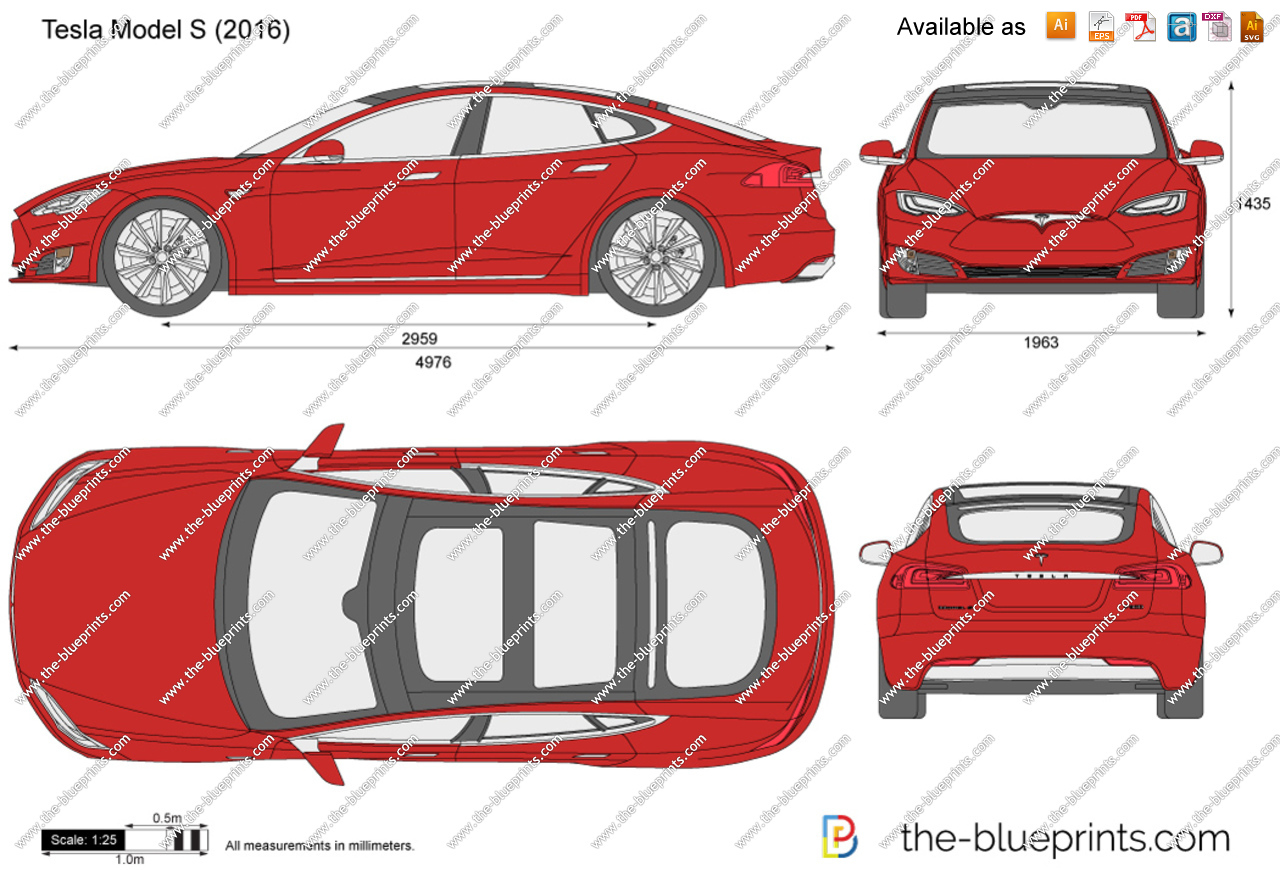1280x870 Tesla Model S Vector Drawing