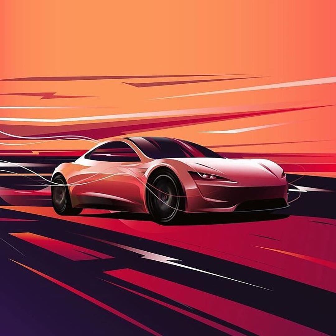 1080x1080 Tesla Roadster In Vector