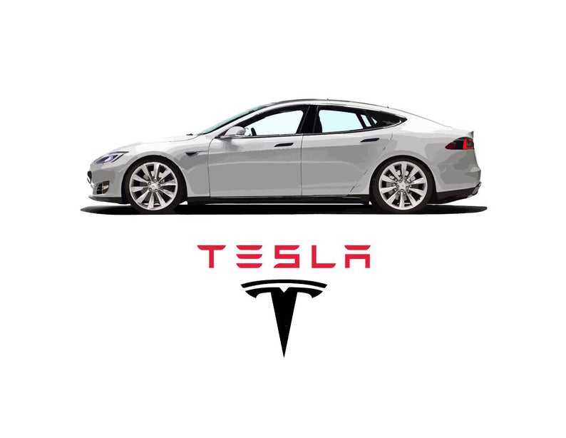794x614 Tesla White Silver Model S Side With Color Logo Vector Etsy