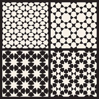416x416 Set Of Four Vector Seamless Islamic Stars Tessellation Geometric