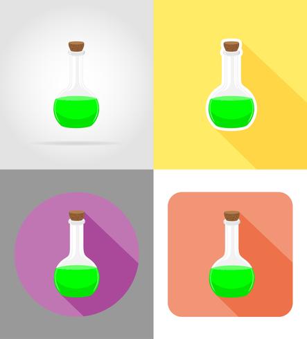 443x490 Glass Test Tube Flat Icons Vector Illustration