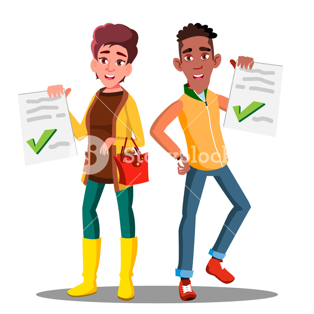1000x1000 Happy Student Holding Paper With Excellent Test Exam Result Vector