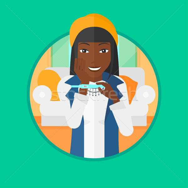 600x600 Woman With Pregnancy Test Vector Illustration Vector Illustration