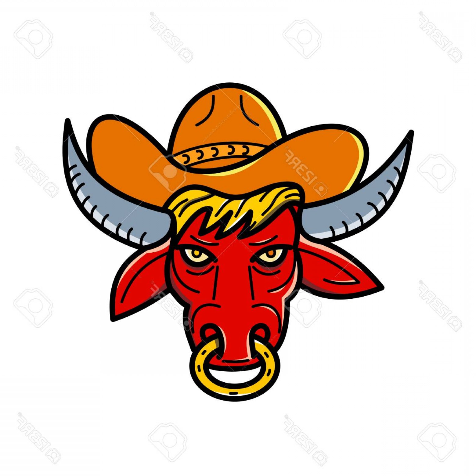 Photostock Vector Mono Line Illustration Of A Red Texas Longhorn 1560x1560 Photostock Vector Mono Line Illustration Of A Red Texas Longhorn