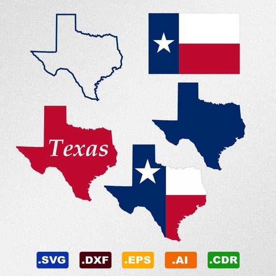 570x570 Texas Map Flag Dxf Cdr Vector For Etsy