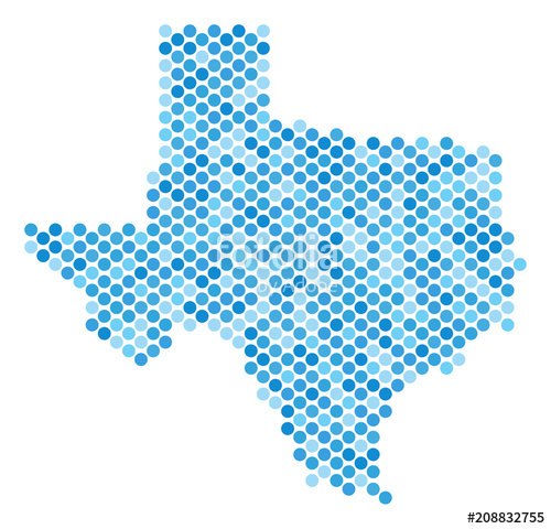 500x480 Blue Dotted Texas Map Vector Geographic Map In Blue Color Tinges