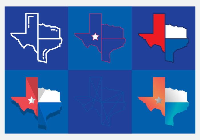 700x490 Texas Map Vector Icons