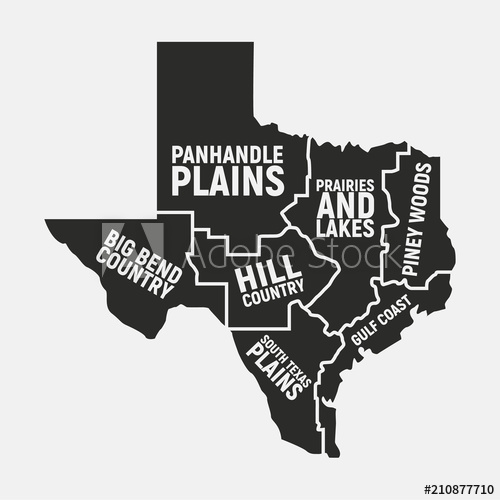 500x500 Texas Map Of Regions Texas Us State Icon Poster Map Vector