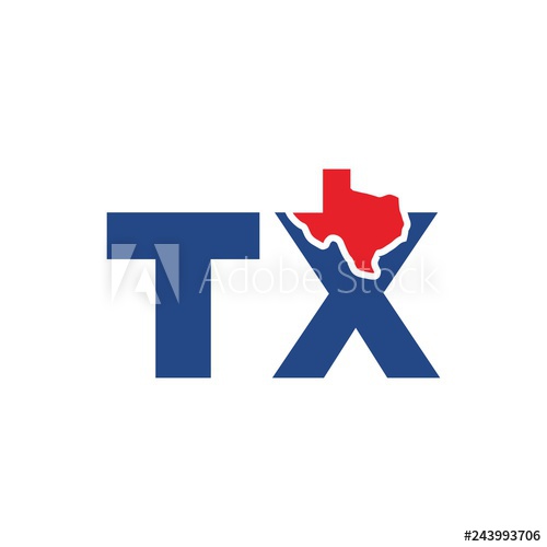 500x500 Texas Map Vector Logo Letter Tx