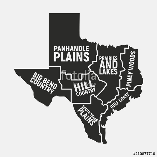 500x500 Texas Map Of Regions Texas Us State Icon Poster Map Vector