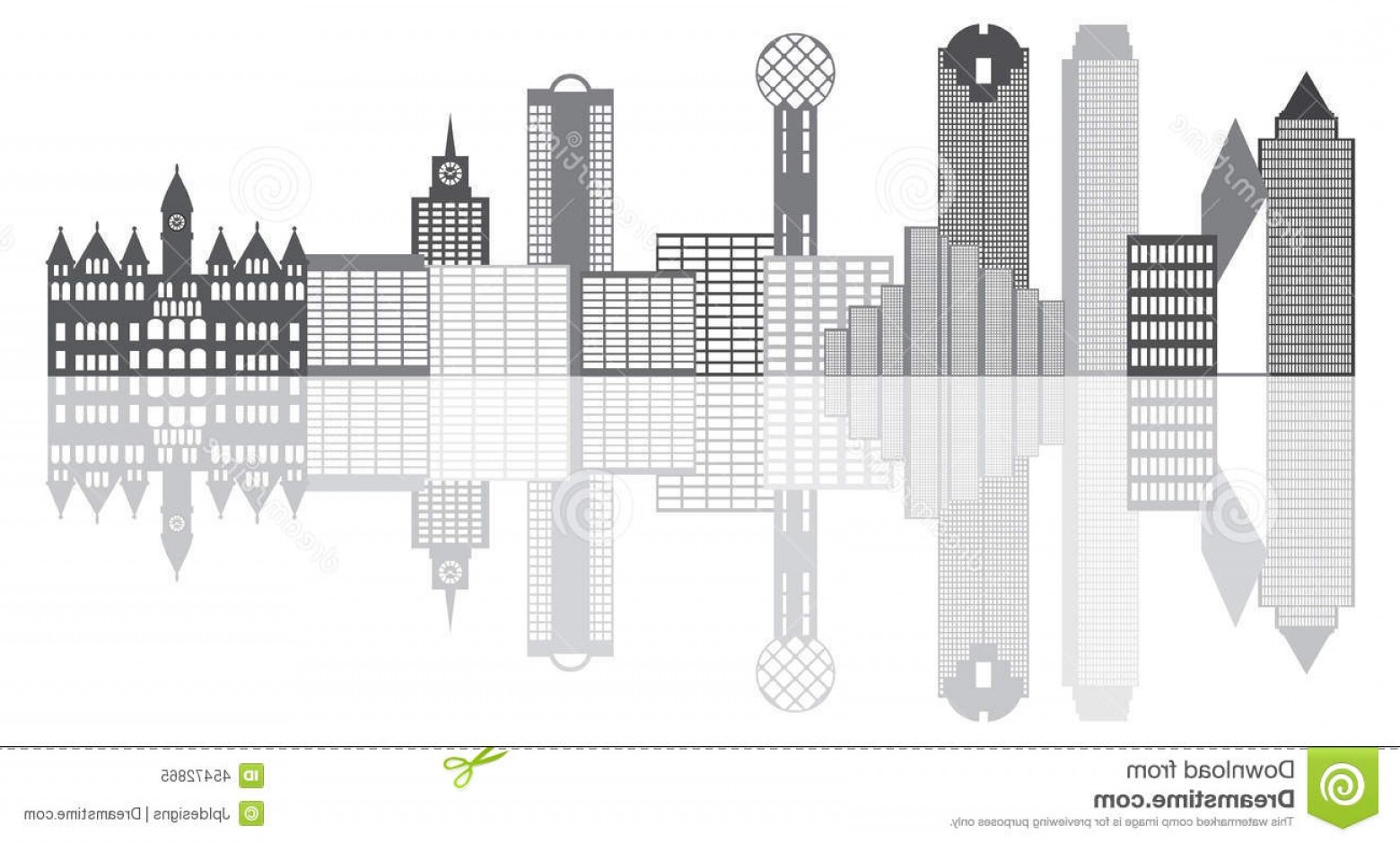 1560x939 Stock Illustration Dallas City Skyline Grayscale Illustration