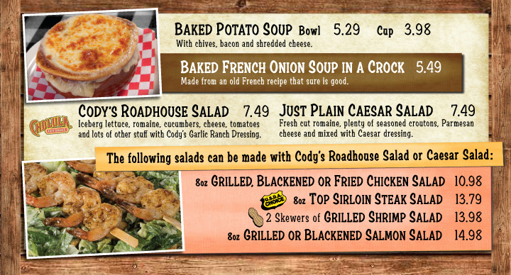 720x388 Texas Roadhouse Menu Pdf Awesome Codys Menu Salads Crc