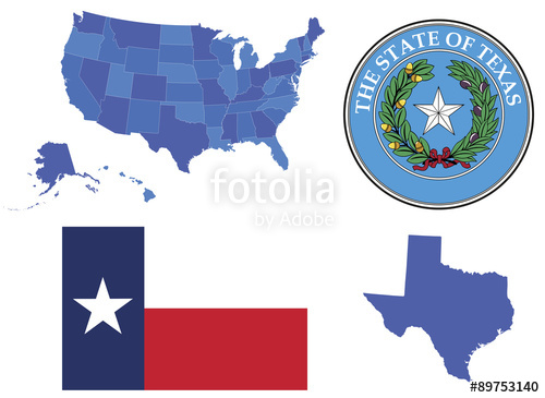 500x365 Vector Illustration Of State Texas,contains High Detailed Map