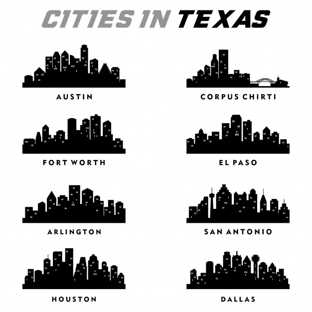 626x626 Texas Cities Silhouette Vector Premium Download