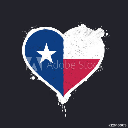 500x500 Painted Heart Shaped Texas State Flag Vector Illustration
