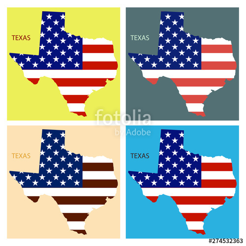 500x500 Texas State Of America With Map Flag Print On Map Of Usa
