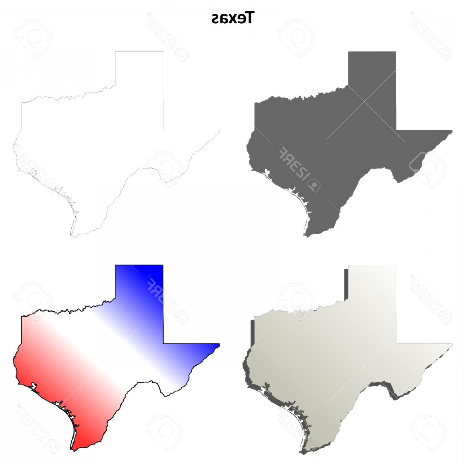 1560x1560 Texas State Blank Vector Outline Map Set Royalty Free Cliparts
