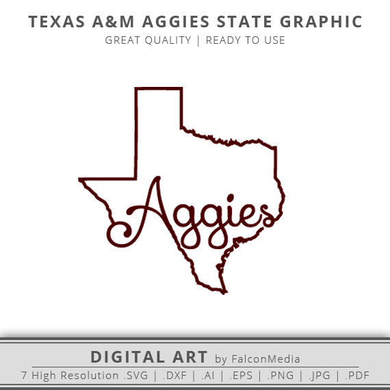 BEST Quality Texas A&M Gig'em Aggies SVG Digital Bundle 