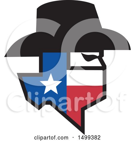 450x470 Clipart Of A Profiled Bandit Face With A Hat And Texas State Map