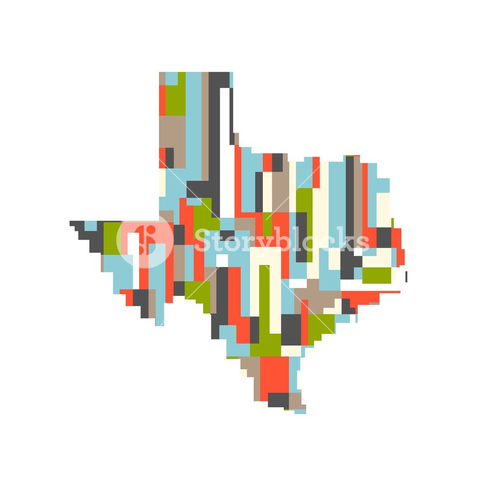 1000x1000 Usa Texas State Pixelated Abstract Map Vector Design Royalty Free