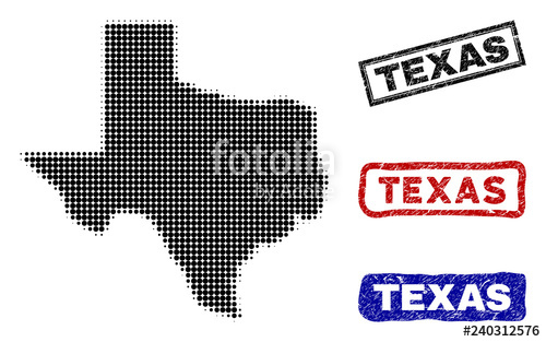 500x313 Halftone Vector Dot Abstract Texas State Map And Isolated Black