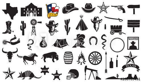 500x288 Texas Vector Icons Set