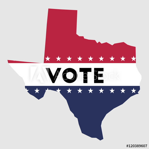 500x500 Vote Texas State Map Outline Patriotic Design Element