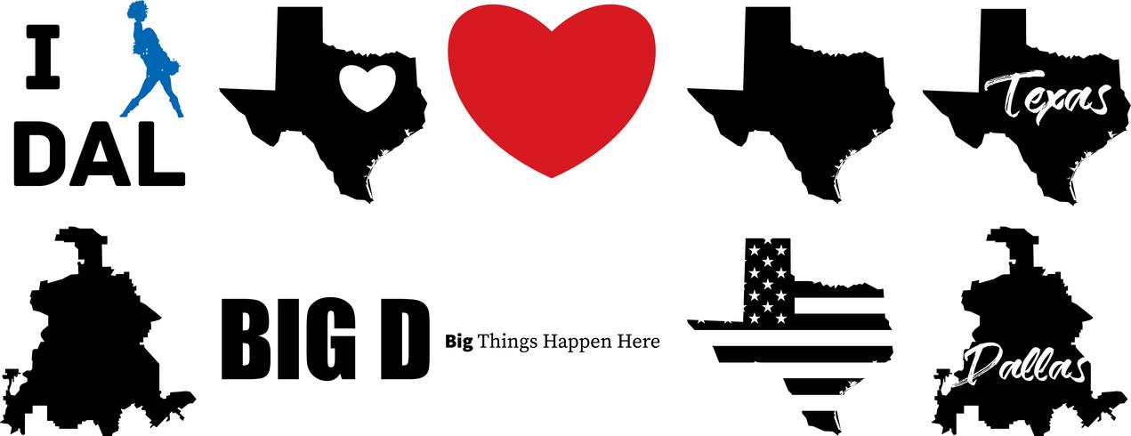 1271x490 Dallas Texas Vector Map