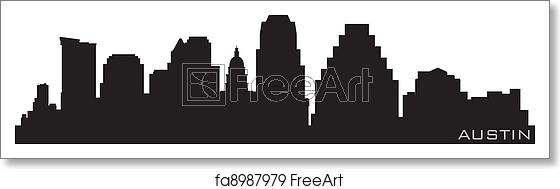 560x189 Free Art Print Of Austin, Texas Skyline Detailed Vector