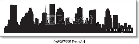 560x180 Free Art Print Of Houston, Texas Skyline Detailed Vector