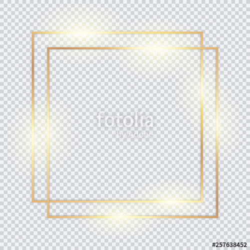 500x500 Vertical Golden Frame Gold Transparent Box On White Background