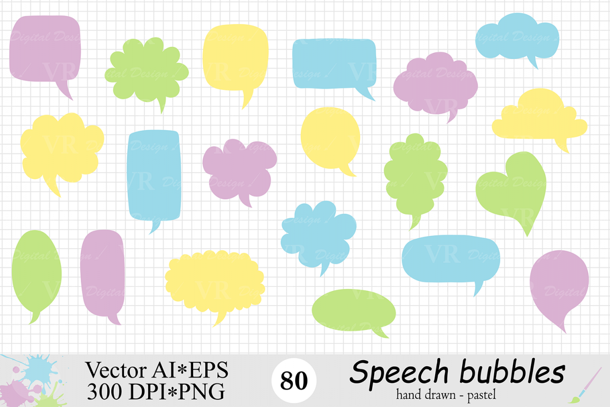 1200x800 Speech Bubbles Clipart Chat Bubbles Hand Drawn Text Bubbles