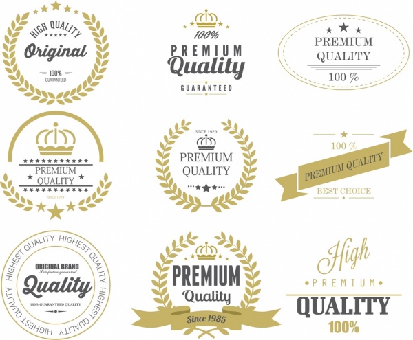 600x495 Quality Labels Templates Vintage Design Star Texts Decoration Free