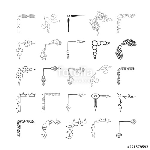 500x500 Set Of Hand Drawn Borders And Corner Text Decoration Elements