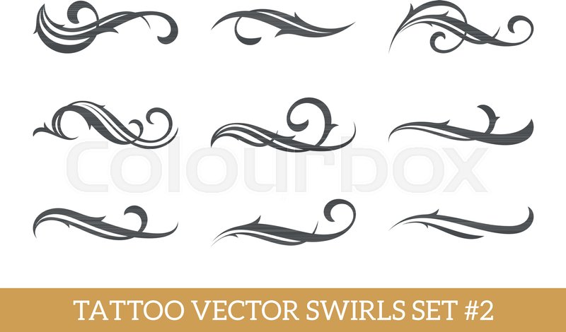 800x470 Set Of Nine Vector Tattoo Style Swirls Stock Vector Colourbox
