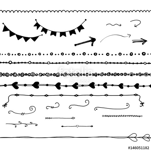 500x500 Decorative Elements, Text Dividers, Vector Hand Drawn Stock Image