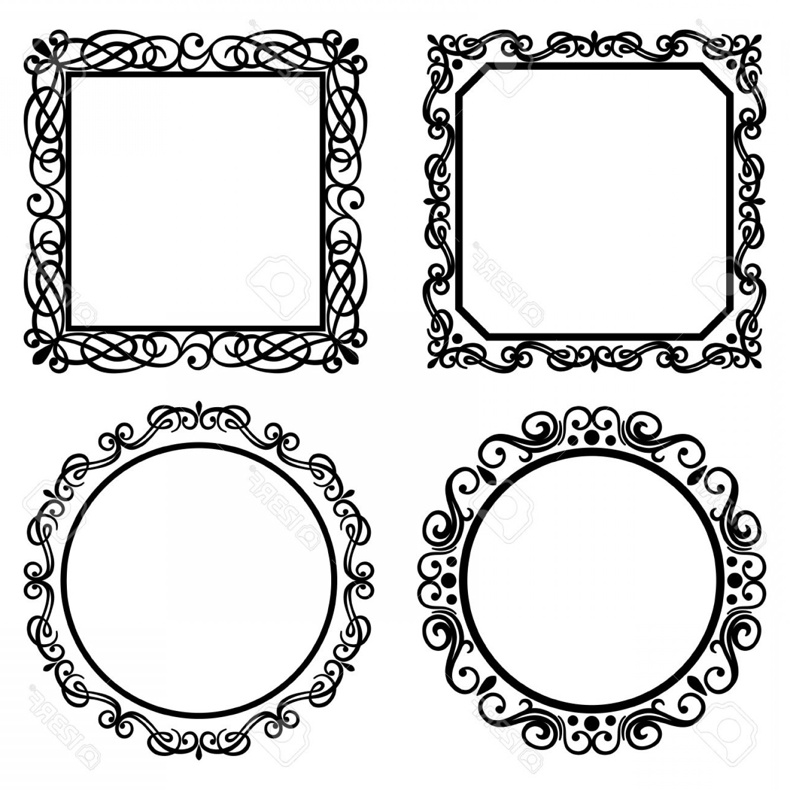 1560x1560 Photostock Vector Set Of Vintage Vector Frames Borders Retro
