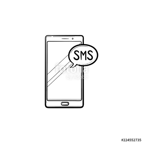 500x500 Mobile Phone With Sms Bubble Hand Drawn Outline Doodle Icon Sms