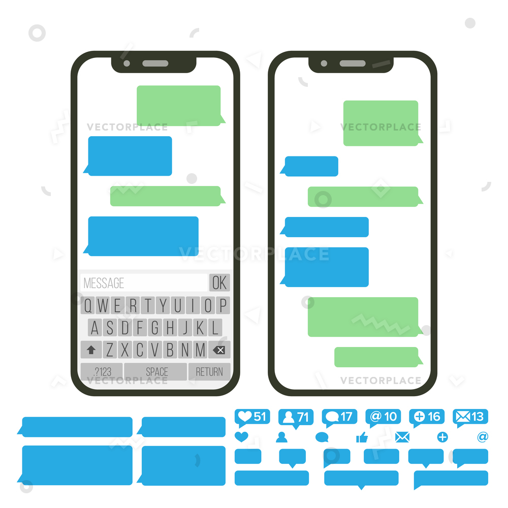 1000x1000 Chatbot Text Message Chat Bot Bubble Vector Illustration