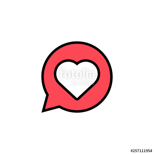 500x500 Heart Inside Chat Bubble Text Message Icon Vector Stock Image