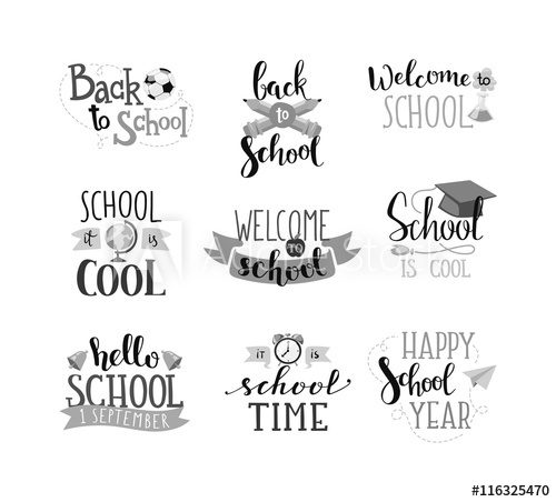 500x452 Back To School Calligraphic Text Designs Retro Style Back