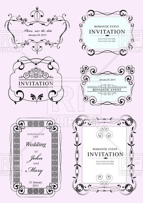 282x400 Collection Of Wedding Frames And Ornaments With Sample Text Vector