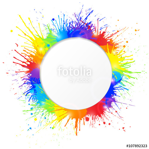 500x500 Colorful Paint Splashes Frame With Round Cutout For Text Vector
